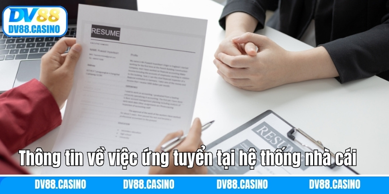 Thông tin về việc ứng tuyển tại hệ thống nhà cái