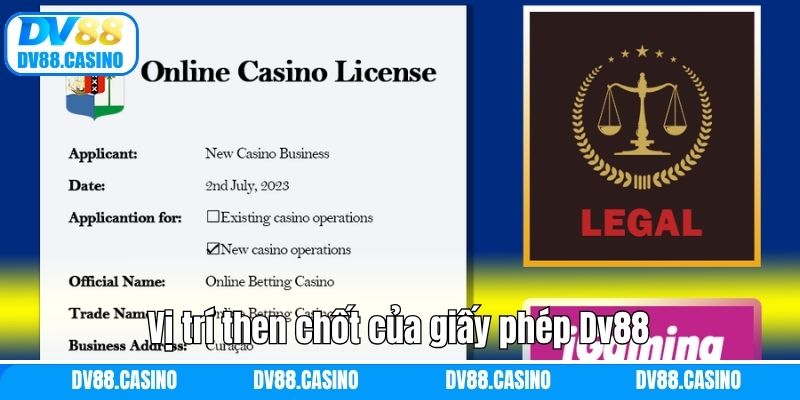 Vị trí then chốt của giấy phép Dv88
